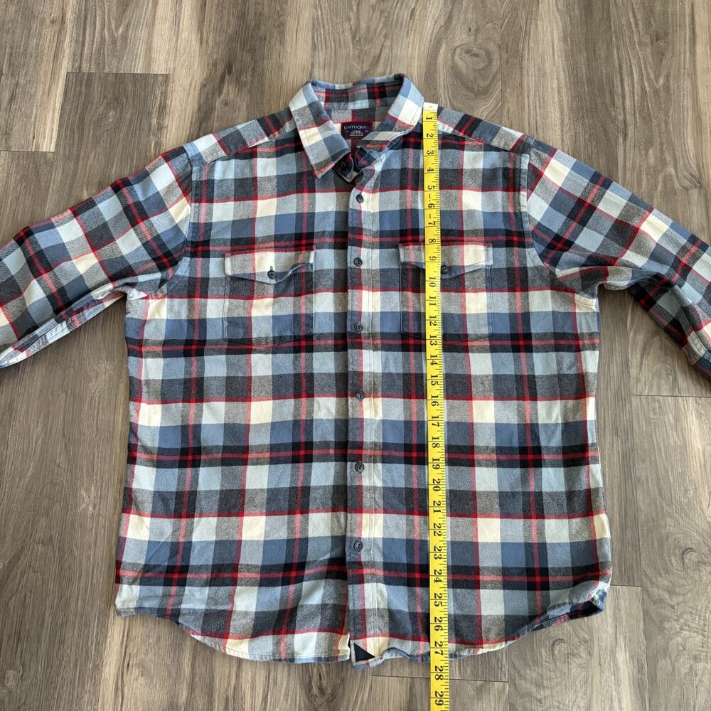 Untuckit Flannel Shirt Men's Size L Red Blue Plaid Button Up - Picture 5 of 5